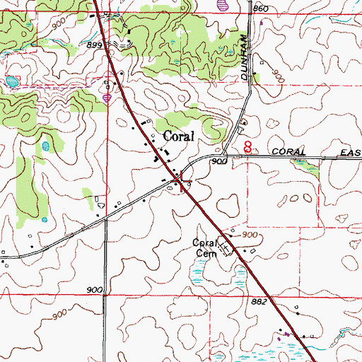 Topographic Map of Coral, IL