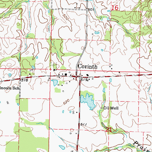 Topographic Map of Corinth, IL