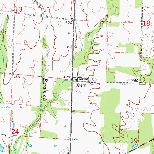 Topographic Map of Corinth Church, IL