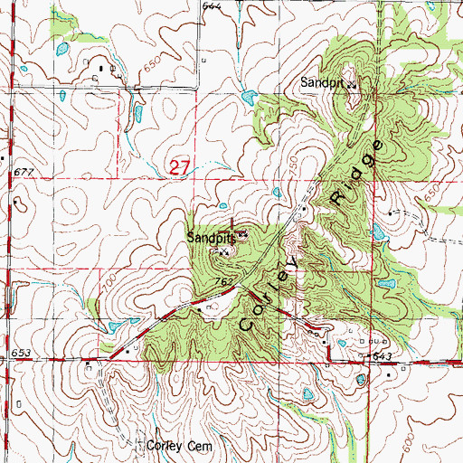 Topographic Map of Corley Ridge, IL