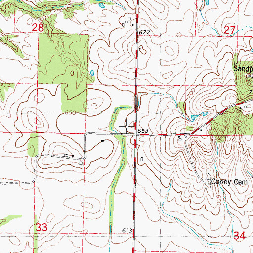 Topographic Map of Corley School (historical), IL