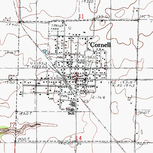 Topographic Map of Cornell, IL