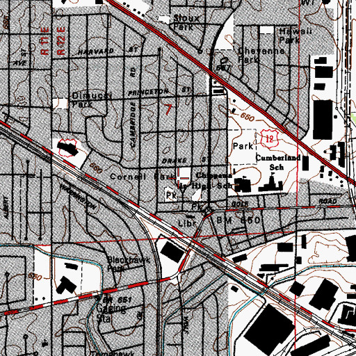 Topographic Map of Cornell Park, IL