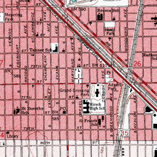 Topographic Map of Cornell School, IL