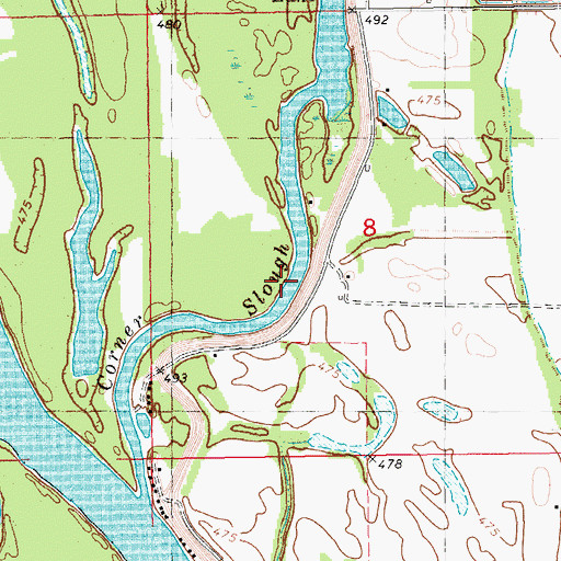 Topographic Map of Corner Slough, IL