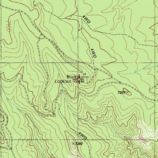 Topographic Map of Buckskin Lookout Tower, AZ