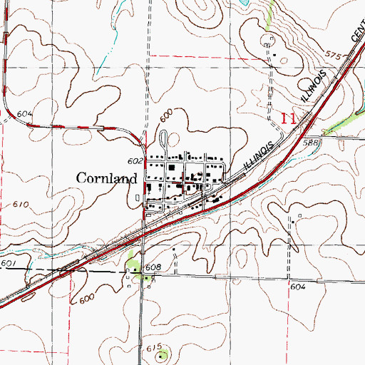 Topographic Map of Cornland, IL