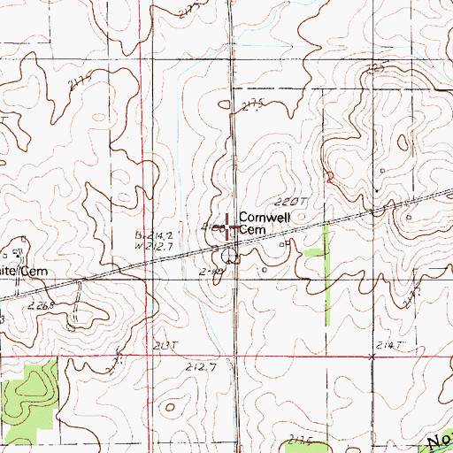 Topographic Map of Cornwell Cemetery, IL