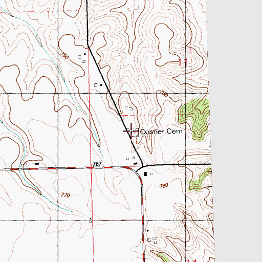 Topographic Map of Cosner Cemetery, IL