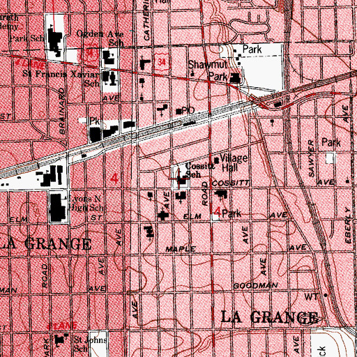Topographic Map of Cossitt Avenue Elementary School, IL