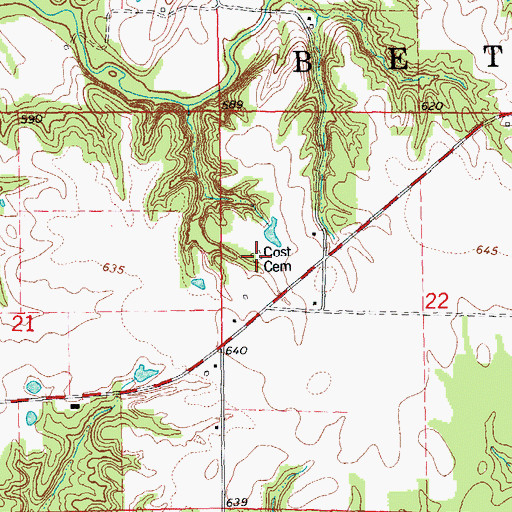 Topographic Map of Cost Cemetery, IL