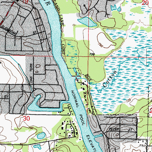 Topographic Map of Cotton Creek, IL