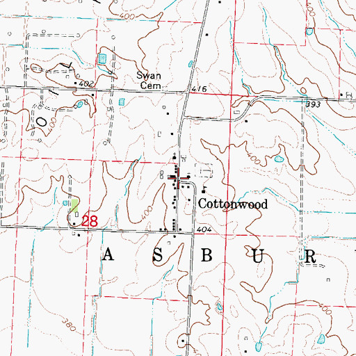 Topographic Map of Cottonwood, IL
