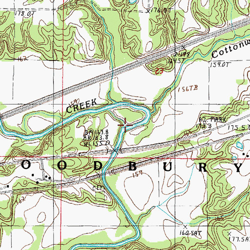 Topographic Map of Cottonwood Creek, IL