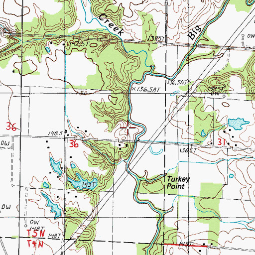 Topographic Map of Cottonwood Creek, IL