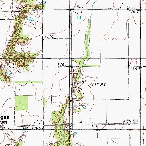 Topographic Map of Cottonwood School (historical), IL
