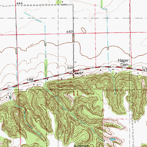 Topographic Map of Cottonwood School (historical), IL