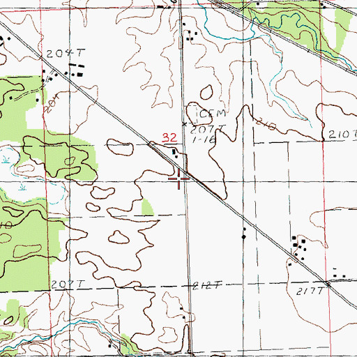 Topographic Map of Cottonwood School (historical), IL