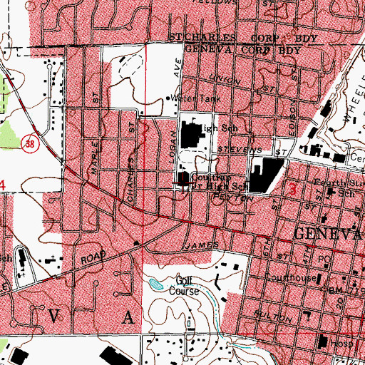 Topographic Map of Coultrap Elementary School, IL