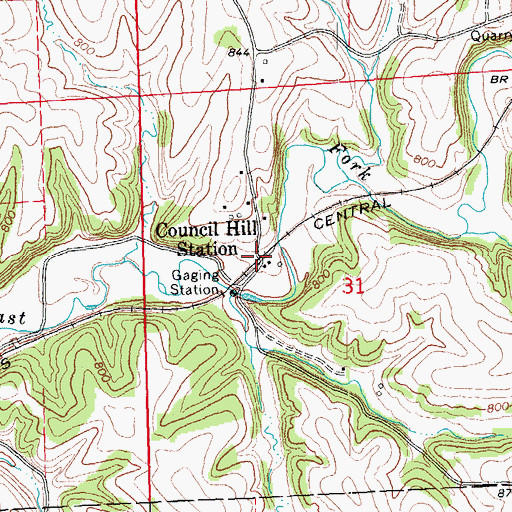 Topographic Map of Council Hill Station, IL