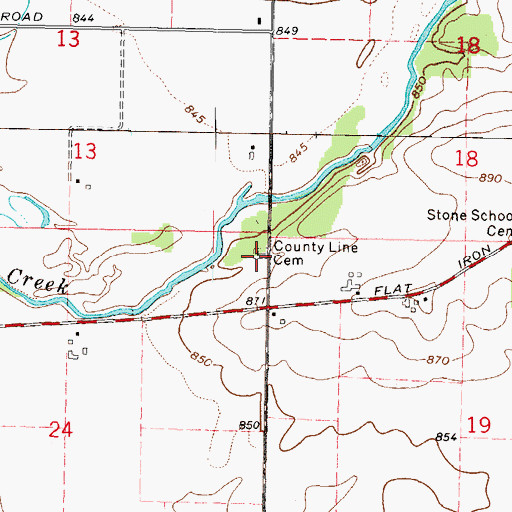 Topographic Map of County Line Cemetery, IL