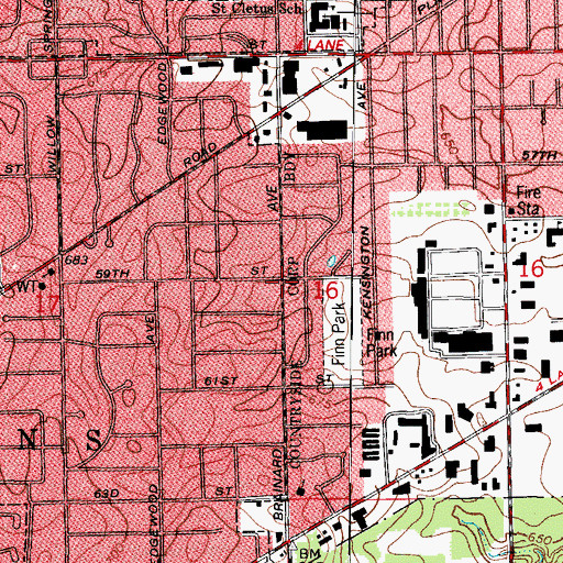 Topographic Map of Countryside, IL