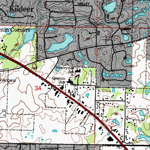 Topographic Map of Countryside School, IL