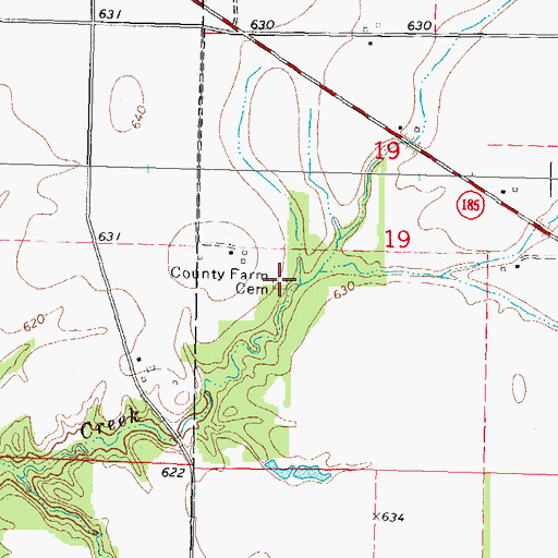 Topographic Map of County Farm Cemetery, IL