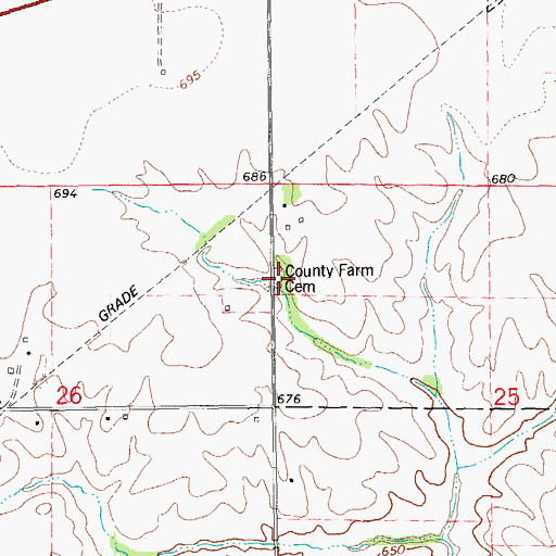 Topographic Map of County Farm Cemetery, IL