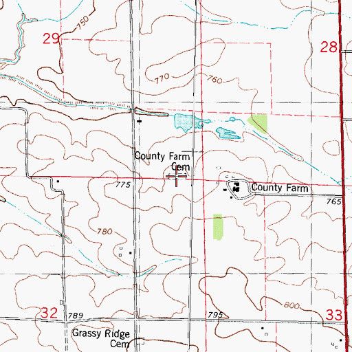 Topographic Map of County Farm Cemetery, IL
