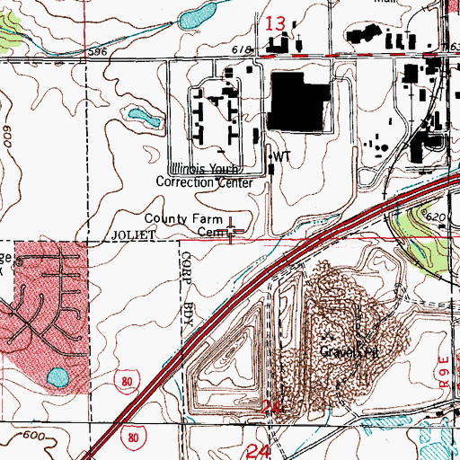 Topographic Map of County Farm Cemetery, IL