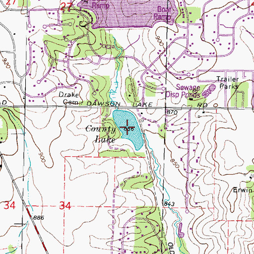 Topographic Map of County Lake, IL