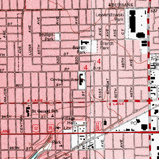 Topographic Map of Covington School, IL