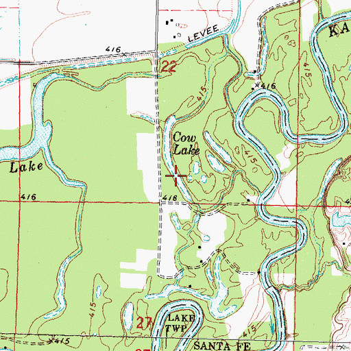 Topographic Map of Cow Lake, IL