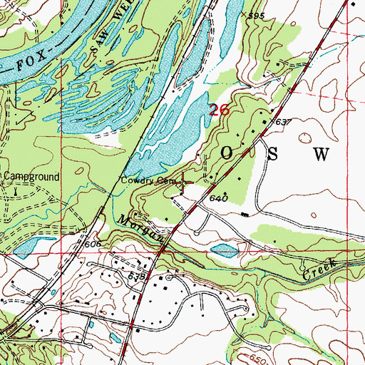 Topographic Map of Cowdrey Cemetery, IL