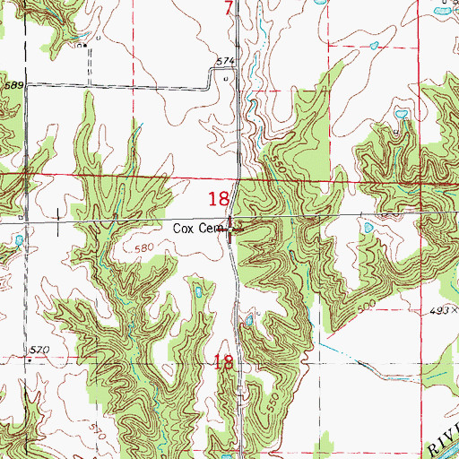 Topographic Map of Cox Cemetery, IL