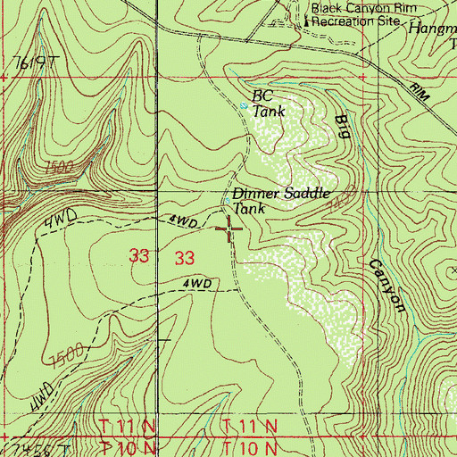 Topographic Map of Dinner Saddle Tank, AZ