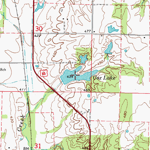 Topographic Map of Cox Lake, IL