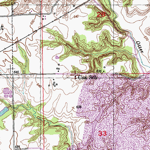 Topographic Map of Cox School (historical), IL