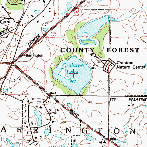Topographic Map of Crabtree Lake, IL