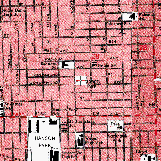 Topographic Map of Cragin Park, IL
