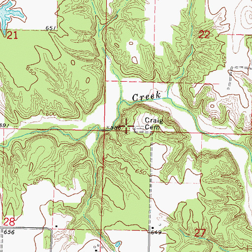 Topographic Map of Craig Cemetery, IL