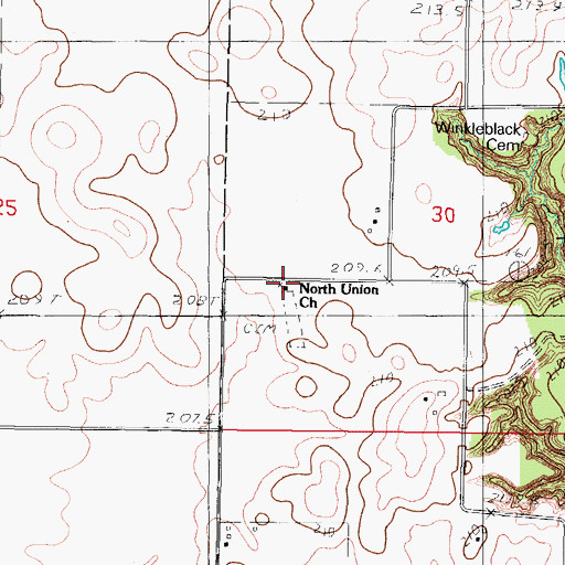 Topographic Map of Craig Cemetery, IL