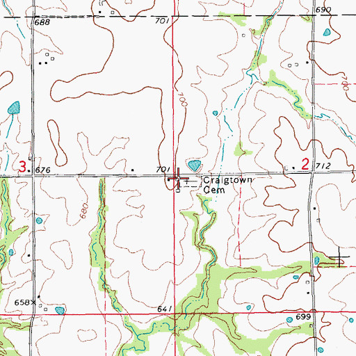 Topographic Map of Craigtown Cemetery, IL