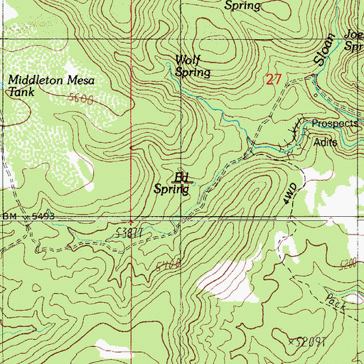 Topographic Map of Ed Spring, AZ