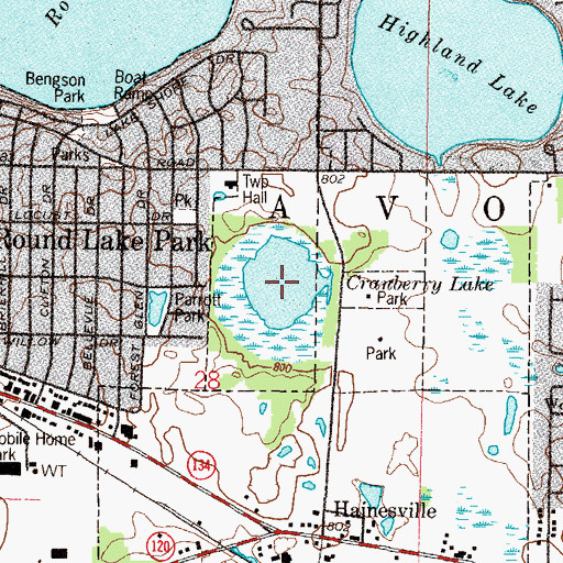 Topographic Map of Cranberry Lake, IL