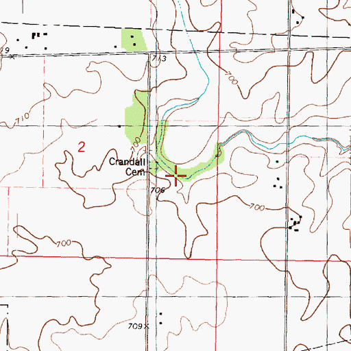 Topographic Map of Crandall Cemetery, IL
