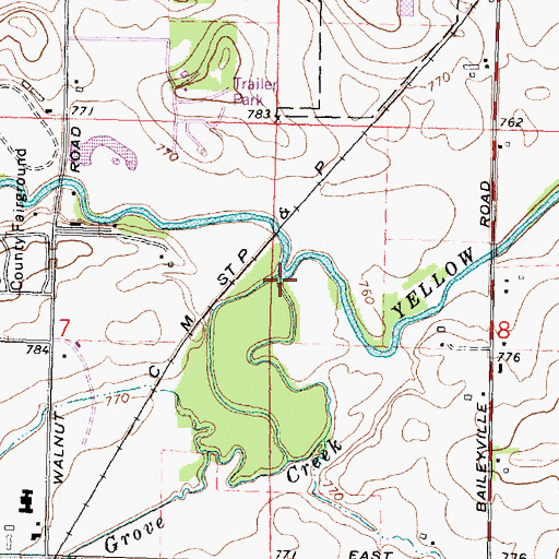 Topographic Map of Crane Grove Creek, IL