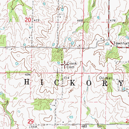 Topographic Map of Crask Cemetery, IL