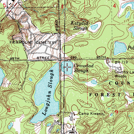 Topographic Map of Crawdad Slough, IL